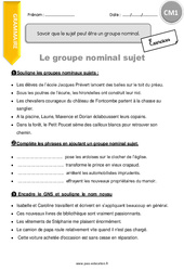 Savoir que le sujet peut être un groupe nominal - Exercices  : 6ème Harmos - PDF à imprimer