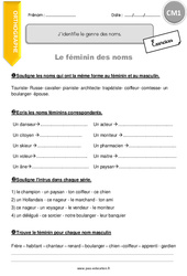 J’identifie le genre des noms - Exercices  : 6ème Harmos - PDF à imprimer