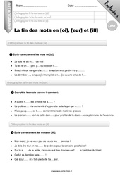 La fin des mots en [oi], [eur] et [ill] - Examen Evaluation - Bilan : 7ème Harmos - PDF à imprimer