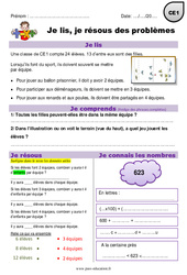 Addition, soustraction, partage - Je lis et je résous des problèmes : 4ème Harmos - PDF à imprimer