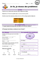 Addition - soustraction - euros - Je lis et je résous des problèmes : 4ème Harmos - PDF à imprimer