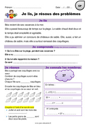 Addition - Je lis et je résous des problèmes  : 3eme Harmos - PDF à imprimer