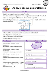 Addition - Je lis et je résous des problèmes : 3eme Harmos - PDF à imprimer