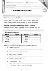 Le féminin des noms - Examen Evaluation - Bilan : 7ème Harmos - PDF à imprimer
