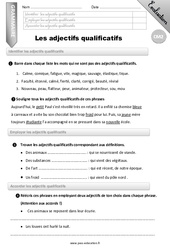 Les adjectifs qualificatifs - Examen Evaluation - Bilan : 7ème Harmos - PDF à imprimer