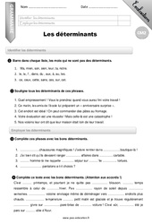 Les déterminants - Examen Evaluation - Bilan : 7ème Harmos - PDF à imprimer