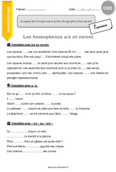 Je repère les homophones et je les orthographie à bon escient - Exercices avec correction : 6ème Harmos - PDF à imprimer