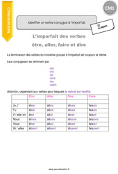 Identifier un verbe conjugué à l’imparfait - Cours, Leçon : 6ème Harmos - PDF gratuit à imprimer