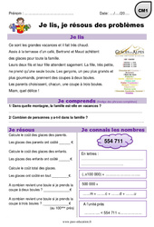 Problèmes mathématiques en autonomie sur l'addition, multiplication, partage et euros - Je lis et je résous des problèmes : 6ème Harmos - PDF à imprimer