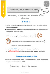 Découvrir, lire et écrire les fractions simples - Cours, Leçon : 6ème Harmos - PDF gratuit à imprimer