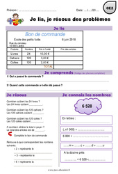 Addition - multiplication et euros - Je lis et je résous des problèmes : 5ème Harmos - PDF à imprimer