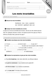 Les mots invariables - Examen Evaluation - Bilan : 7ème Harmos - PDF à imprimer