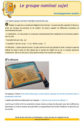 Le groupe nominal sujet - Soutien scolaire - Aide aux devoirs : 6ème Harmos - PDF à imprimer