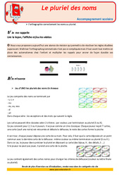 Le pluriel des noms - Soutien scolaire - Aide aux devoirs : 6ème Harmos - PDF à imprimer