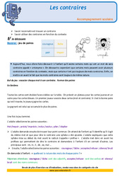 Les contraires - Soutien scolaire - Aide aux devoirs : 6ème Harmos - PDF à imprimer