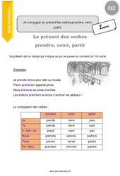 Je conjugue au présent les verbes prendre, venir, partir - Cours, Leçon : 5ème Harmos - PDF gratuit à imprimer