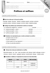 Préfixes et suffixes - Examen Evaluation - Bilan : 7ème Harmos - PDF à imprimer