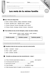 Les mots de la même famille - Examen Evaluation - Bilan : 7ème Harmos - PDF à imprimer