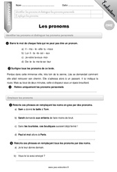 Les pronoms - Examen Evaluation - Bilan : 7ème Harmos - PDF à imprimer