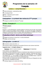 Semaine 10 - école à la maison IEF - Fiches  : 6ème Harmos