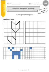 Je reproduis une figure sur quadrillage - Exercices à corriger : 4ème Harmos - PDF à imprimer