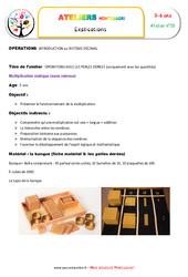 Multiplication statique - Opérations avec les perles dorées : 1ère, 2ème, 3ème, 4ème Harmos - PDF à imprimer