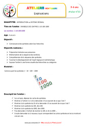 Les nombres - Fiches 1 - 10 - 100 - 1000 - Symboles selon leur hiérarchie : 1ère, 2ème, 3ème, 4ème Harmos - PDF à imprimer