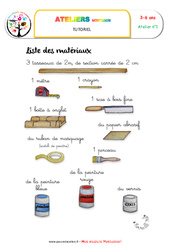 Barres numériques - Liste des matériaux : 1ère, 2ème, 3ème, 4ème Harmos - PDF à imprimer