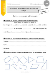 Connaître et décrire le carré, le rectangle et le triangle - Exercices  : 4ème Harmos - PDF à imprimer