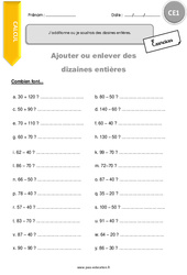 J’additionne ou je soustrais des dizaines entières - Exercices avec correction : 4ème Harmos - PDF à imprimer