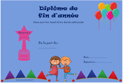 Diplôme de fin d'année - Gestion de la classe : 3eme, 4ème, 5ème, 6ème, 7ème Harmos - PDF à imprimer