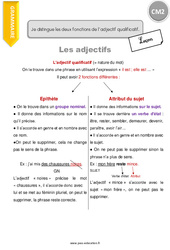 Comment distinguer les deux fonctions de l’adjectif qualificatif - Cours, Leçon : 7ème Harmos - PDF gratuit à imprimer