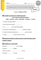 Comment distinguer les deux fonctions de l’adjectif qualificatif - Exercices avec correction : 7ème Harmos - PDF à imprimer