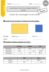 Comment mesurer l’aire d’un rectangle en utilisant la formule - Exercices avec correction : 7ème Harmos - PDF à imprimer