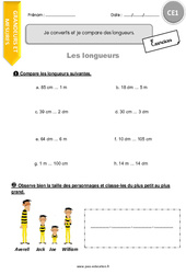 Je convertis et je compare des longueurs - Exercices avec correction : 4ème Harmos - PDF à imprimer