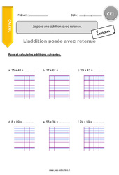 Addition avec retenue - Exercices avec corrections : 4ème Harmos - PDF à imprimer