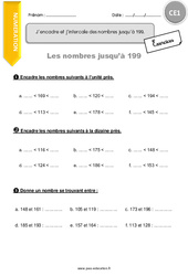 J’encadre et j’intercale des nombres jusqu’à 199 - Exercices  : 4ème Harmos - PDF à imprimer