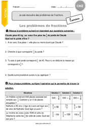 Comment résoudre des problèmes de fractions - Exercices avec correction : 7ème Harmos - PDF à imprimer