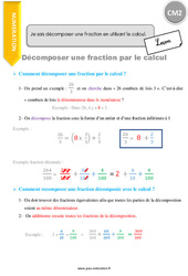 Comment décomposer une fraction en utilisant le calcul - Cours, Leçon : 7ème Harmos - PDF gratuit à imprimer